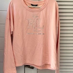 𝅺LAUREN Ralph Lauren XXL Sweatshirt pink and silver NWT